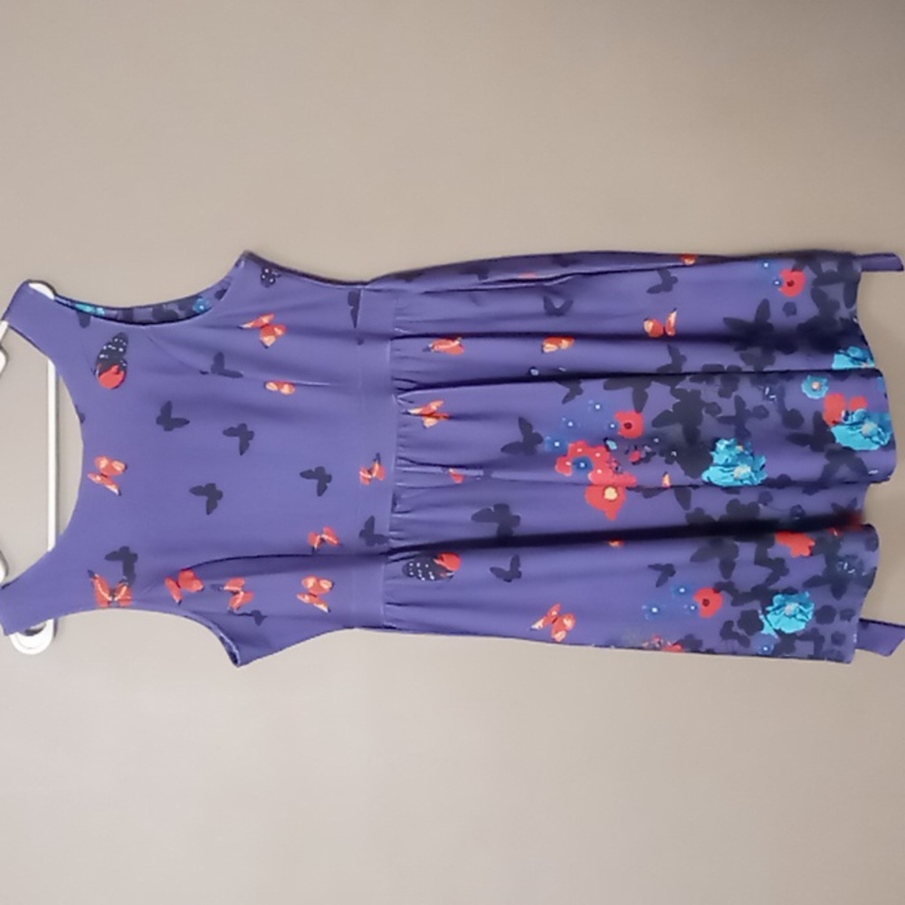 Missjoy Purple Dress w Butterflies and Flowers w Pockets 2XL